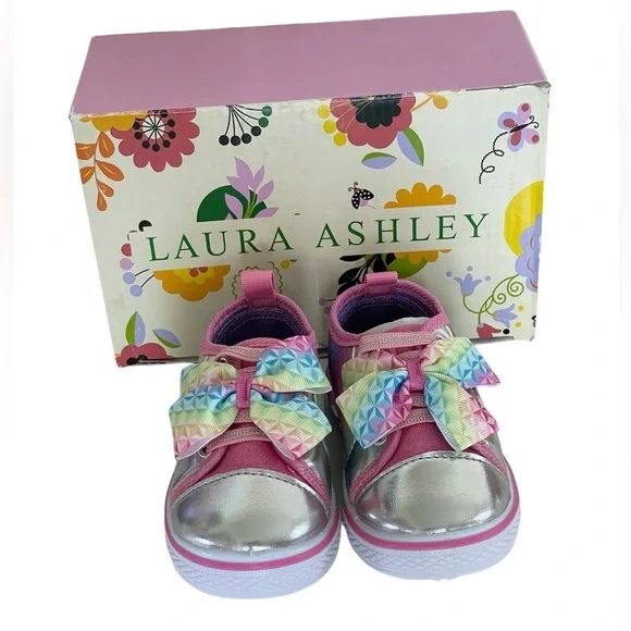 Laura Ashley Toddler Baby Girl Pink Sparkly Rainbow Slip-on Sneaker size 5 - Picture 12 of 12